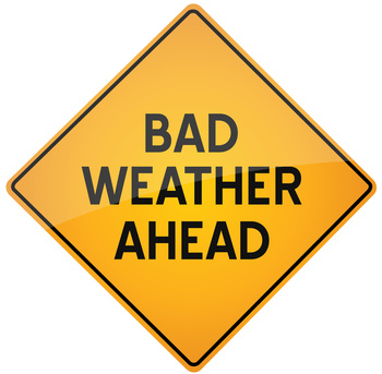 Bad weather ahead- vector warning sign