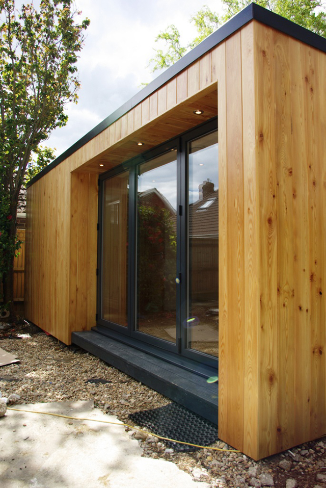The larch cladding looks very crisp. Because its been protected it will retain its colour