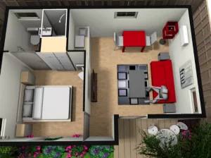 One bedroom living annexe layout