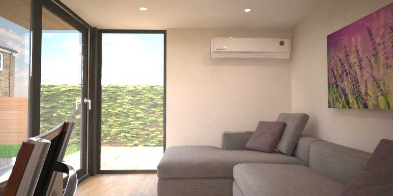 Air conditioning units are very discreet in a garden room