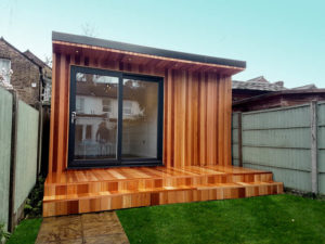 A garden office can have a secret storage area