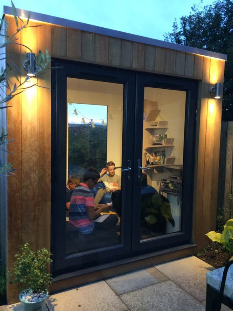 The garden room being enjoyed by the family