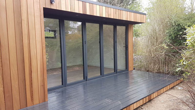 This garden room is divided into three spaces