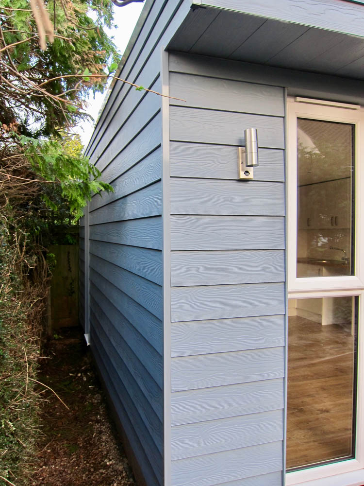 Cedral cladding was used on this garden annexe