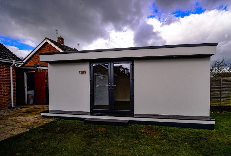 The annexe has a crisp rendered finish