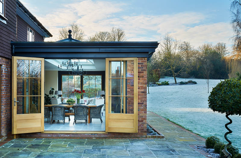 A black extension is a striking addition to the house