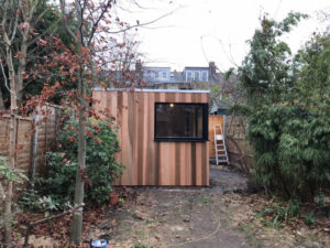 Bespoke size, cedar clad garden studio with cubed roofline