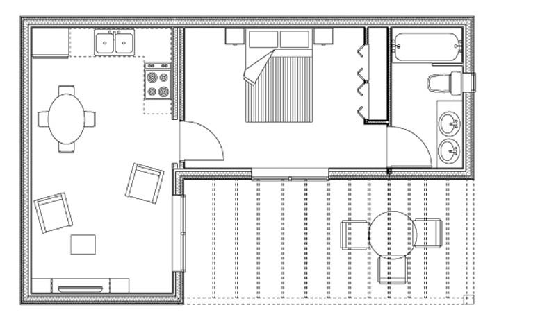 Floorplan of 40sqm granny annexe