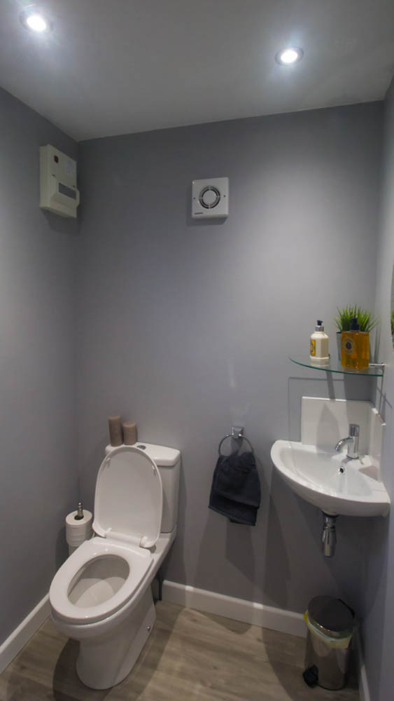 A cloakroom with w.c has been fitted in the salon