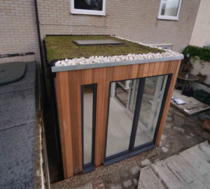 A sedum roof ensures the extension looks good when viewed from above