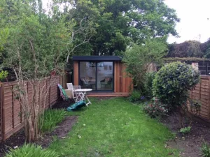 A footpath has been left on each side of the garden room