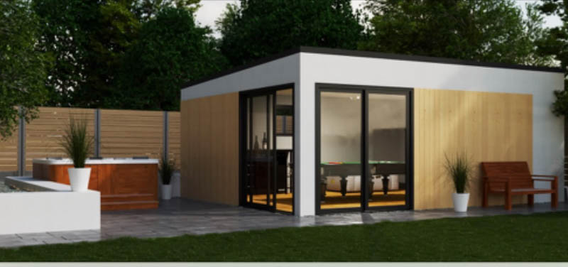 Design idea for a timber & render clad garden room