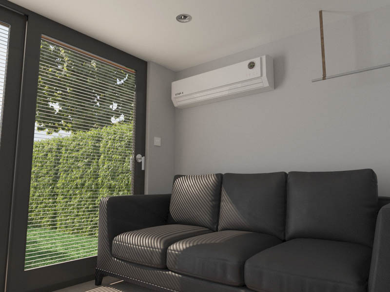 Air conditioning can be fitted to give you control over the temperature in your room. One unit is positioned outside, the other high up on a wall