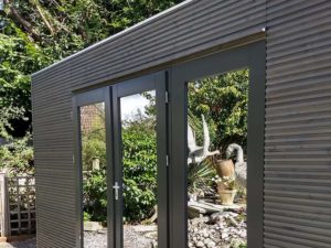 Garden room with reflective glass