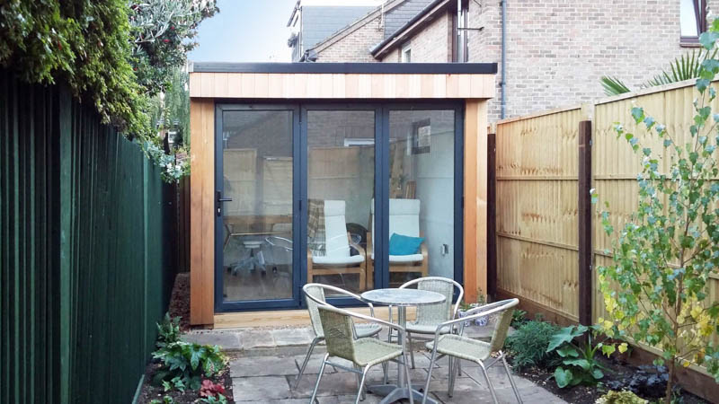 Garden office designed for a long thin London garden