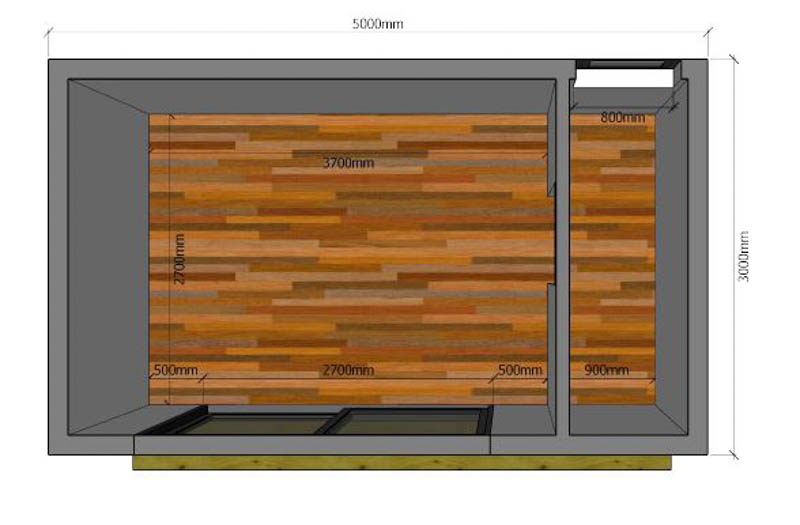 5m x 3m garden office with shower room floor plan