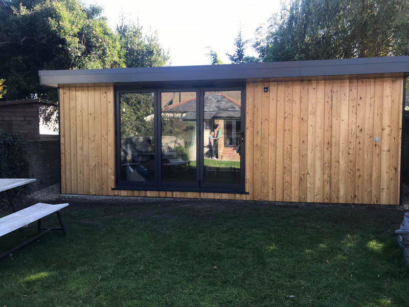 Larch clad garden office with shed
