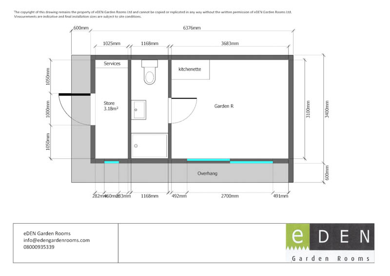 Floorplan for garden office bedroom