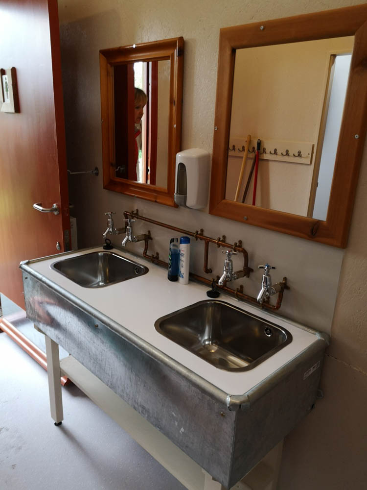 Water trough has been fitted as the sinks in the bathroom