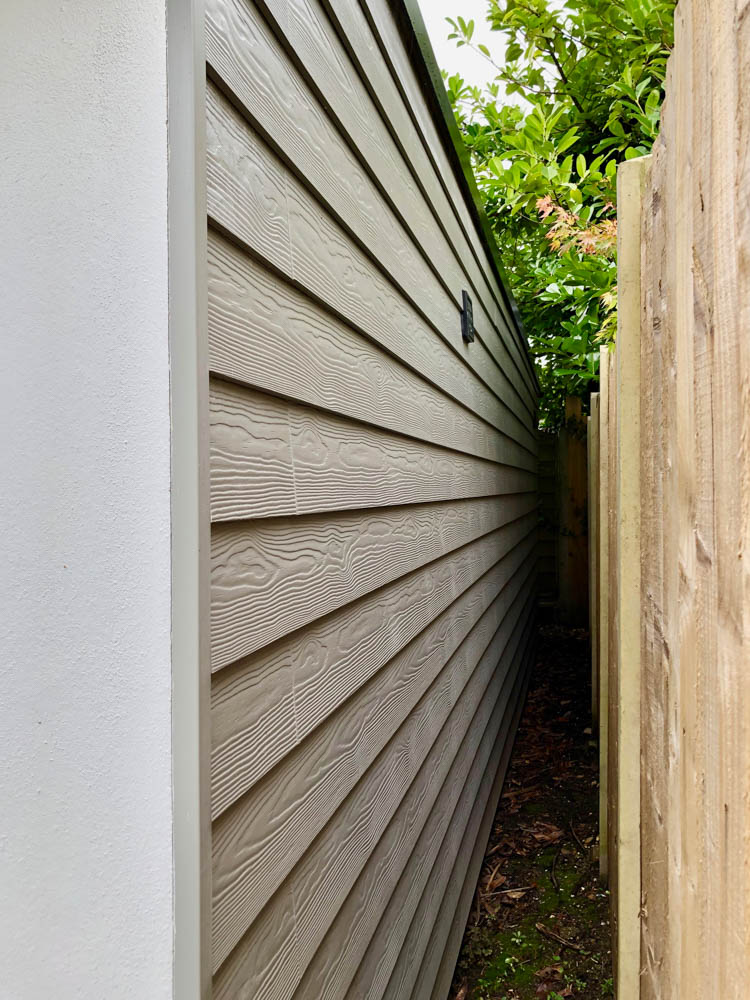 Cedral weatherboard has been used on the hidden walls