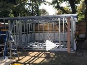 Steel frame garden room structure by No Digging