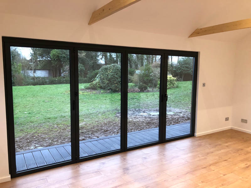 Garden office with bi-fold doors