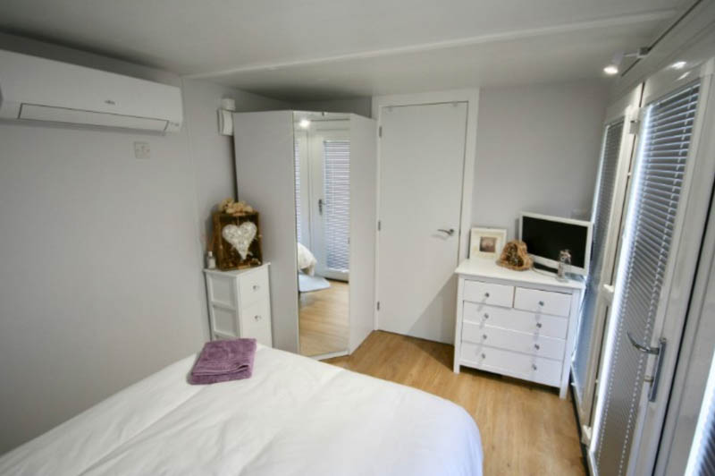 The bedroom in a Booths Garden Studios granny annexe is a good size