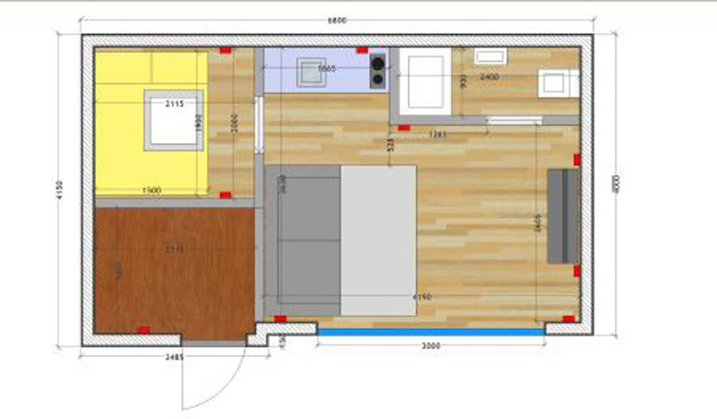 Floor plan of a one bedroom garden annexe