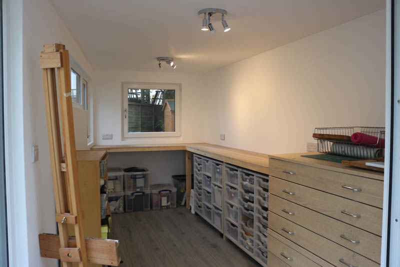 Inside a Miniature Manors insulated workshop