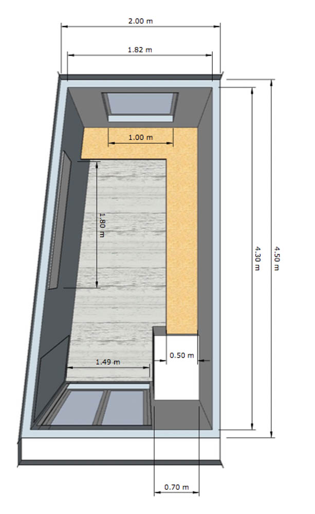 Plan for an insulated workshop with angled wall