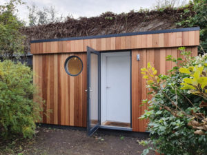 Soundproof garden studio with acoustic porch by Garden Spaces