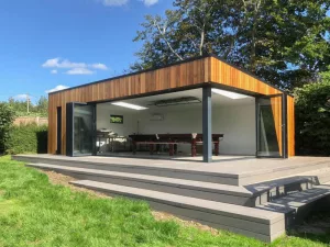 Amazing contemporary snooker room in the garden by Swift Garden Rooms