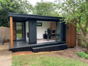 Ark Design Build garden office with storage on a sloping site