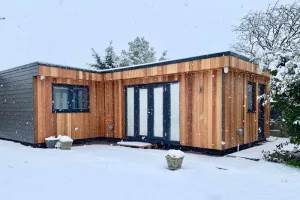 Exterior of a 47sqm L-shaped annexe