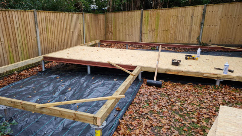 Base for an L-shaped garden room by Swift