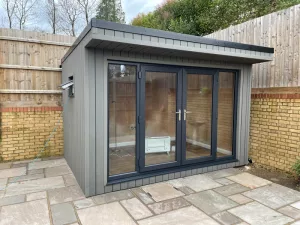 Garden office with maintenance free cladding by Hargreaves Garden Spaces