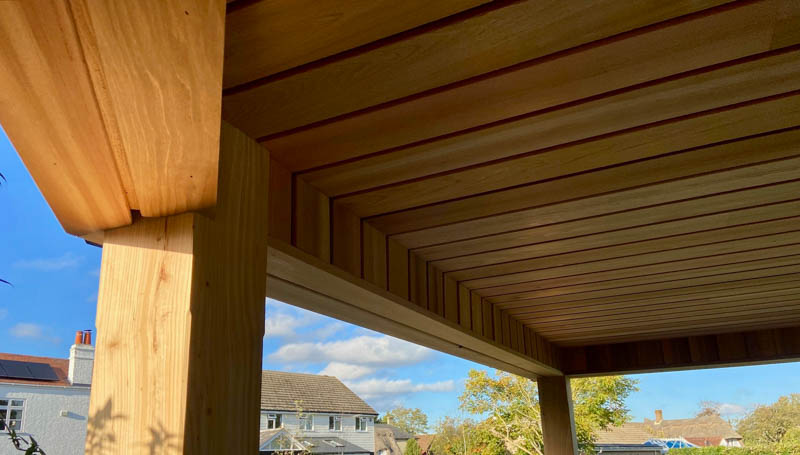 Detailing of the canopy over the hot tub