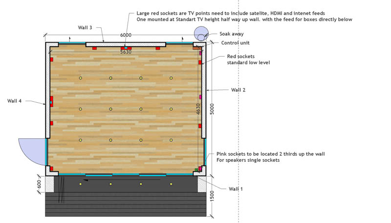 Floor plan for the 6m x 5m multifunction garden room