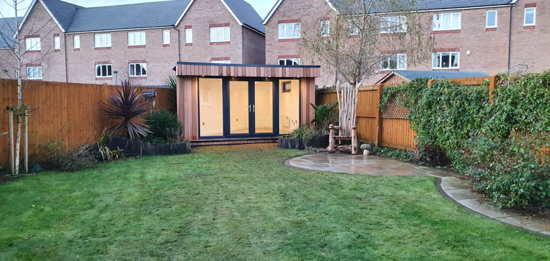 Exterior view of the tapered garden room