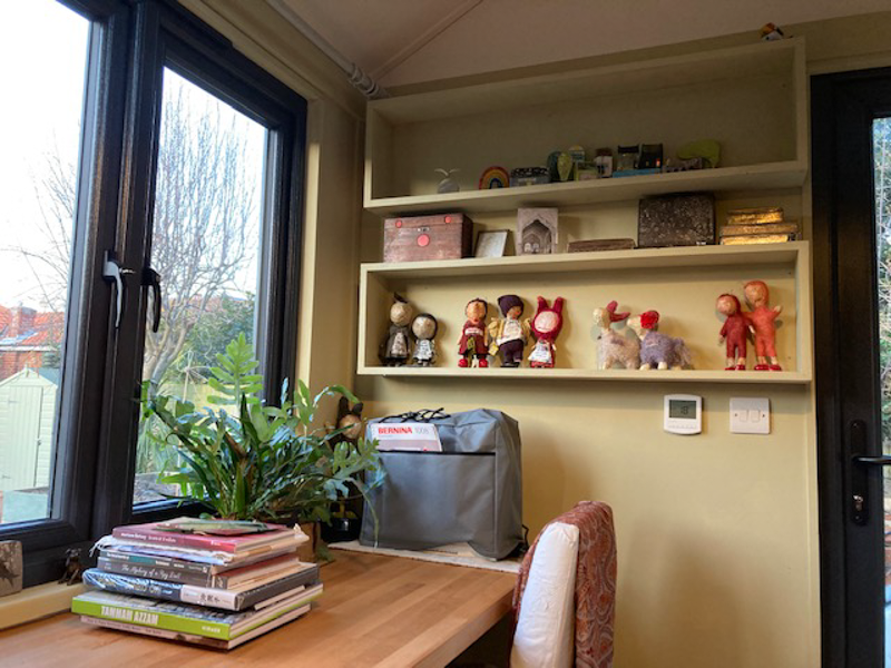 Inside an insulated sewing room design by Timeless Garden Rooms