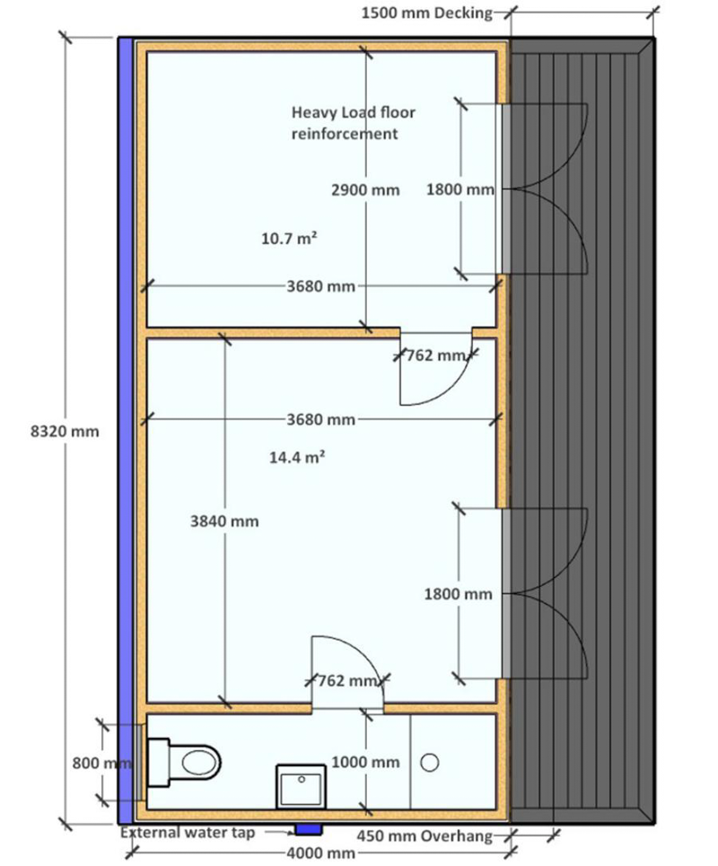Floorplan for the three room garden room