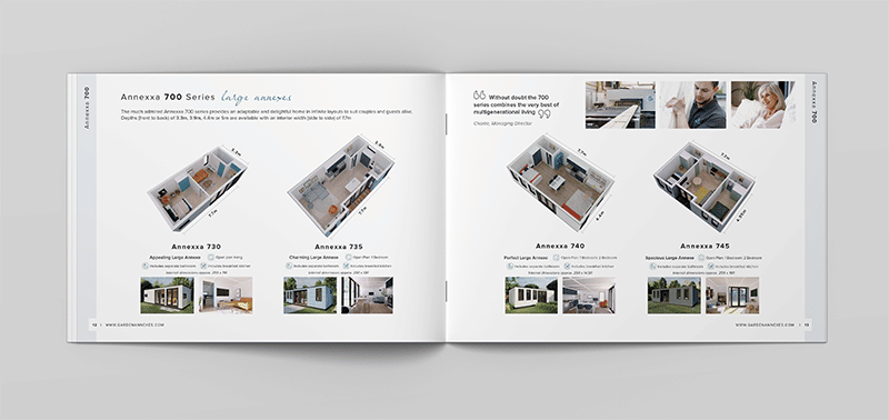 Garden Annexes brochure shows lots of layout options