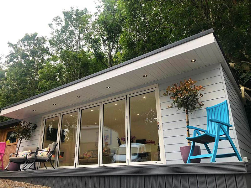 Lighting can be fitted in the canopy overhang as this Brookwell Garden Rooms project shows