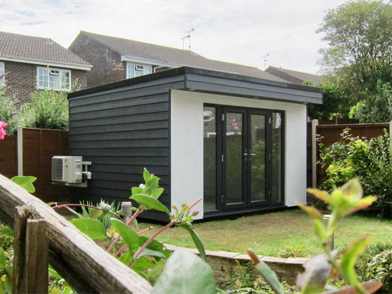 A mix of finishes can accentuate the canopy detail as this Executive Garden Rooms project shows