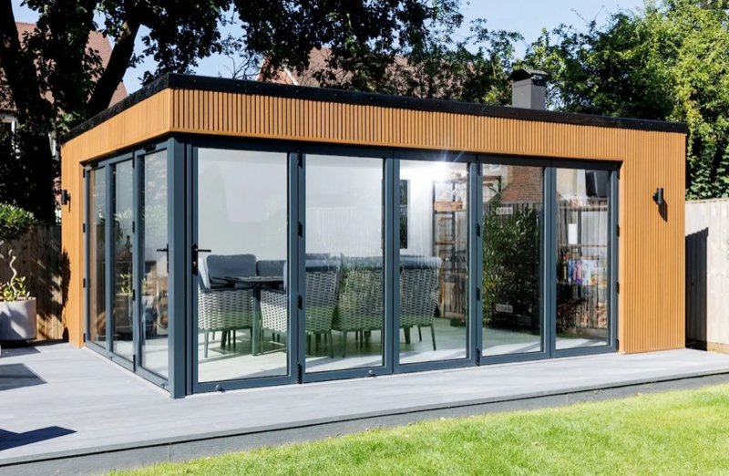 The insulated outdoor dining room can be used all year round