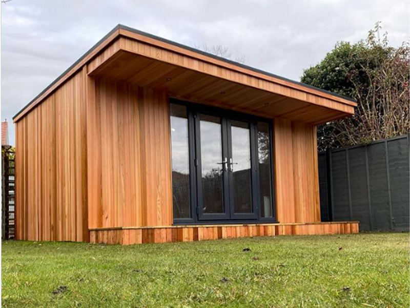 A roof canopy creates a welcoming entrance as this Modern Garden Rooms design shows