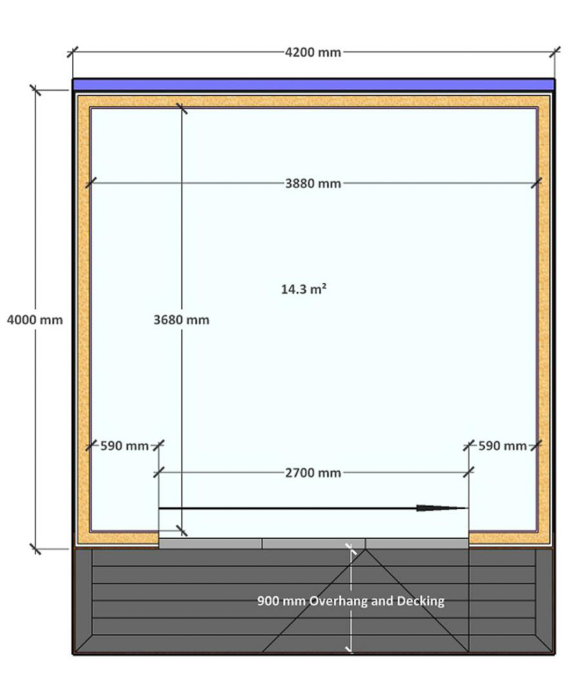 Floorplan for the 4.2m x 4.9m garden office