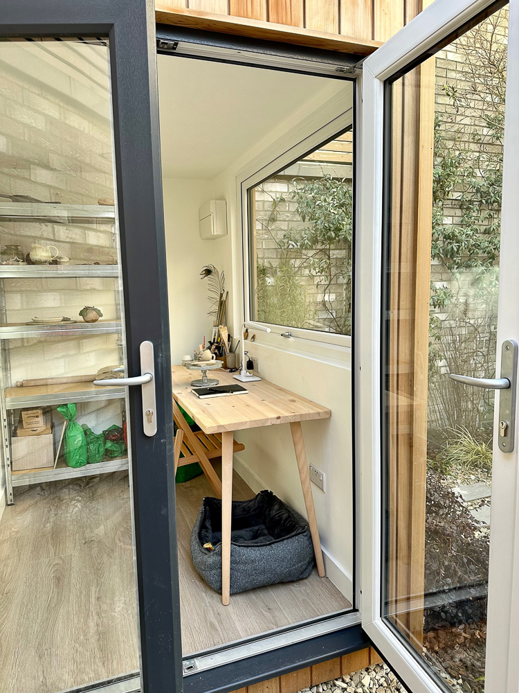 French doors make the space feel bigger than it is
