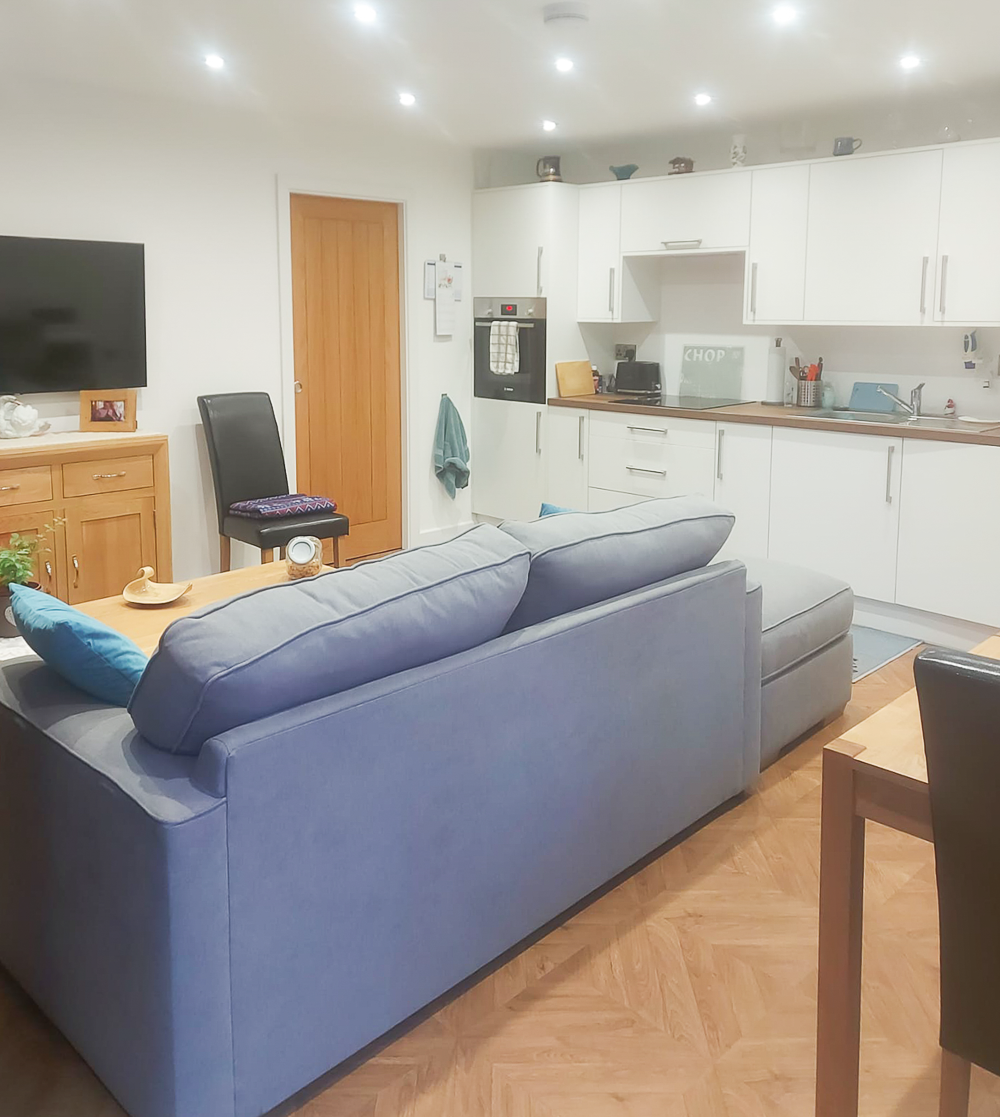 Open plan living area allows for easy movement around the annexe