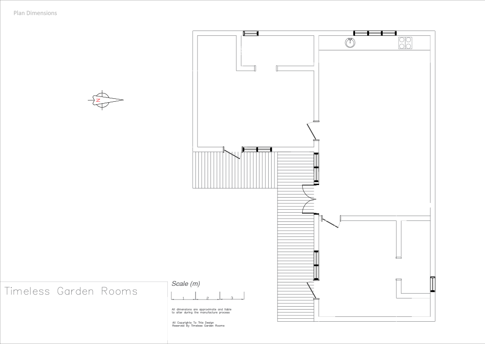 Floorplan of 2 bedroom annexe by Timeless Garden Rooms